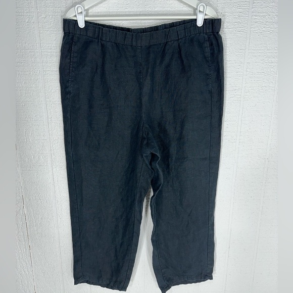 J jill linen pull on black pants size M